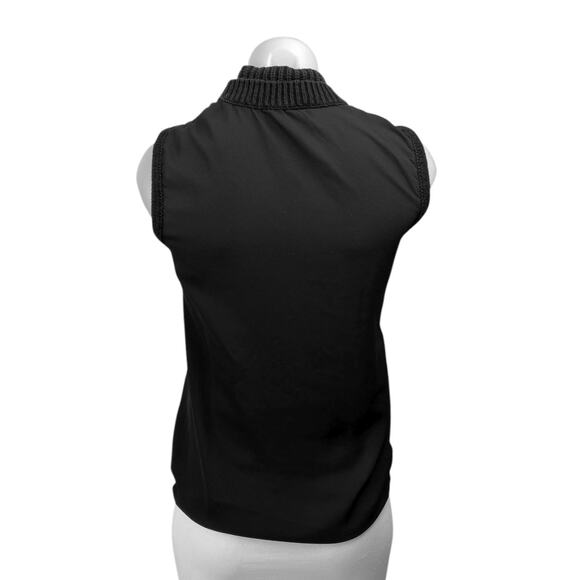 Central Park West Black Chunky Knit Sleeveless Turleneck Sweater Tank Top Size S - Picture 2 of 4